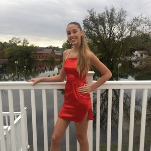 prettylittlething satin hoco dress